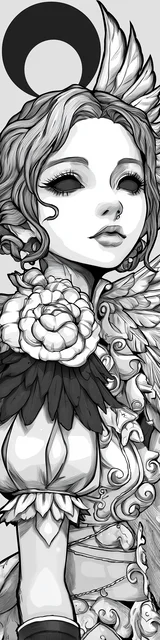 Free angel bookmark to color featuring moon angel knight